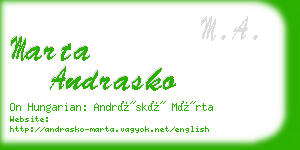 marta andrasko business card